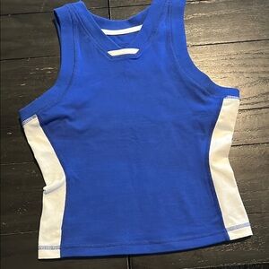 Free People Blue and White Muscle Tee